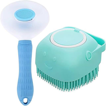 Set of cleaning brushes with a white bowl on a white background