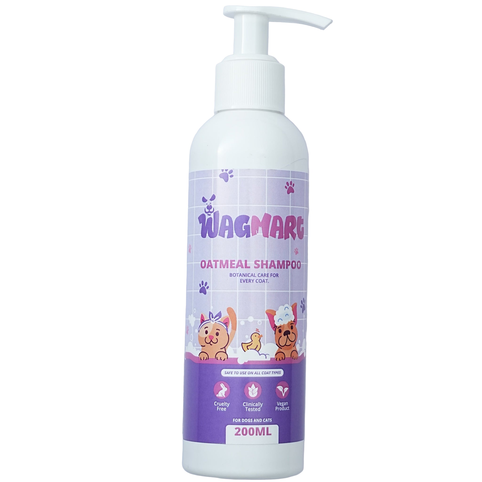 Wagmark oatmeal shampoo bottle on a light gray background